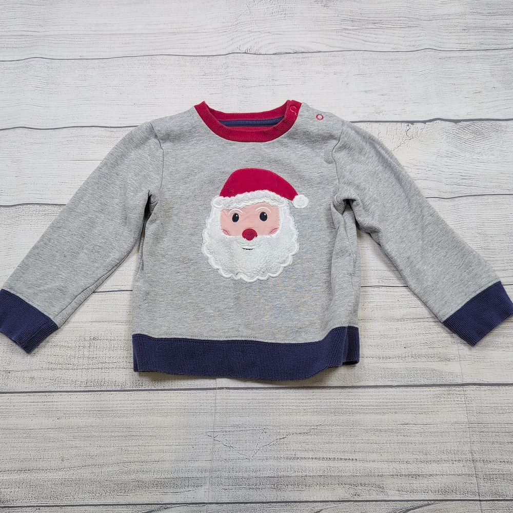 2/3 Baby Boden Santa Applique Pullover